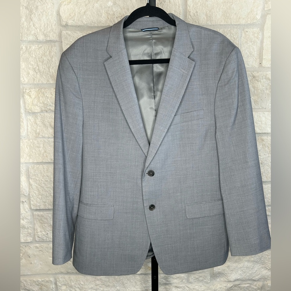 Tommy Hilfiger Tailored Jacket 100% Wool Size S42 Sport Coat Grey Modern Fit